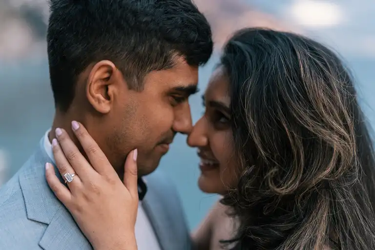 Romantic honeymoon photoshoot in Positano at sunset
