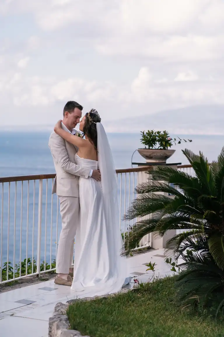 Bride and Broom first look for their destination wedding in Sorrento