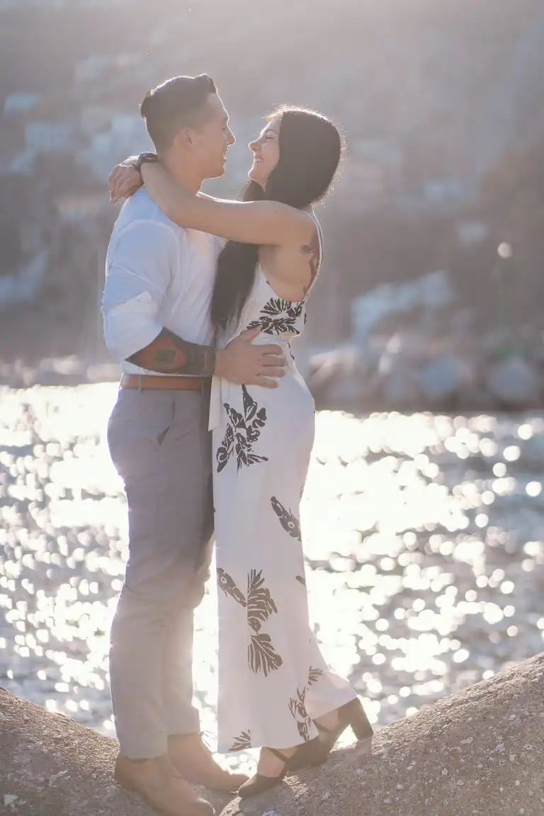 Couple proposing in Amalfi by the decks